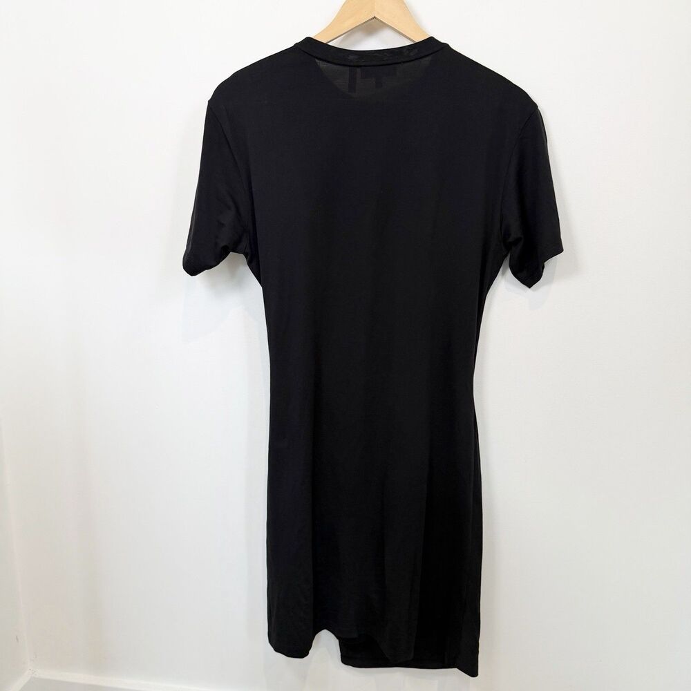 Theory Dress Women Small Black Twist Side Drape T-Shirt Cotton Jersey Ruched - Picture 5 of 8